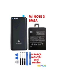 Resim Xiaomi Mi Note 3 Arka Cam Kapak Batarya Pil Kapağı Pil Batarya Bm3a Montaj Set Siyah 