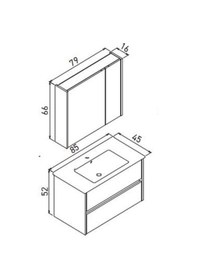 Resim Orka Arno 85 Cm Parlak Kaşmir Çekmeceli Banyo Dolabı Takımı Ve Boy Dolabı Kaşmir 