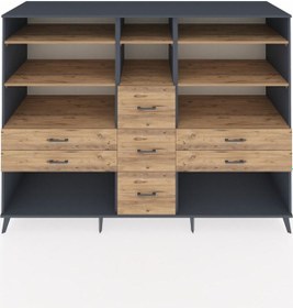 Resim Kronos Dolap 8 Raflı 7 Çekmeceli 220x59x163 Antrasit-çam Antrasit-çam 