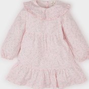Resim DeFacto Kız Bebek Büyük Yaka Çiçekli Uzun Kollu Twill Elbise D9329A525SPPN648 Pembe 