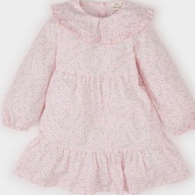 Resim DeFacto Kız Bebek Büyük Yaka Çiçekli Uzun Kollu Twill Elbise D9329A525SPPN648 Pembe 