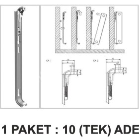 Resim AK TEK Yaylı Radyatör Konsolu - 60 cm Yükseklik Panel İçin Montaj Askısı 1 Adet Paket 10'lu 