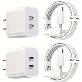 Resim İphone Uyumlu 15 Şarj Cihazı İçin 2 Paket Hızlı Şarj, 20w Çift Bağlantı Noktalı Blok, Bize Amerika Birleşik Devletleri ' Beyaz 