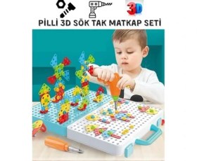 Resim Giffy / Oyuncak 3D Yaratıcı 340 Parça Tamir Seti Pilli Matkaplı Sök Tak Çantalı Eğitici Tamir Setim 