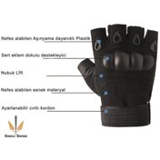 Resim SİNGLE SWORD Siyah M Yarım taktik eldivenler Airsoft spor atış av eldivenleri 