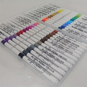 Resim 48 Renkli Akrilik Marker Seti - Hızlı Kuruyan, Plastik Yüzeylerde DIY Grafiti ve Boyama Akrilik Boya Markerları Akrilik Boya Seti 