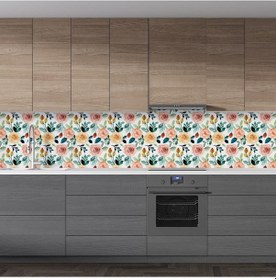 Resim Mutfak Tezgah Arası Folyo Fayans Kaplama Folyosu Renkli Çiçek 2. 