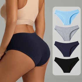 Resim Kadınlar için 4 adet Yumuşak ve Rahat Külot - Zarif Düz Renk, Nefes Alabilir, Elastik Bel Bandı, İç Çamaşırı ve İç Giyim için Mükemmel, Lingerie Seti|Minimalist Tarz|Esnek Kumaş 