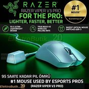 Resim Razer Viper V3 Pro RZ01-05120200-R3G1 Beyaz Şarjlı Optik Kablolu/Kablosuz Oyuncu Mouse RZ01-05120200-R3G1 