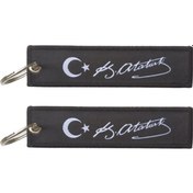 Resim Ay Yıldız Kemal Atatürk İmzalı Kumaş Motosiklet Anahtarlık Modeli 