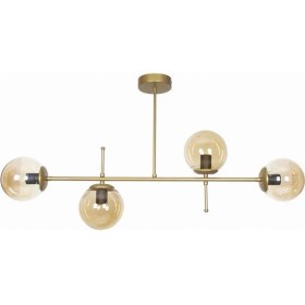 Resim TeknoTrust Gold bal camlı modern lüks tavan yemek masası 4 lü avize seti, 60x15 cm 