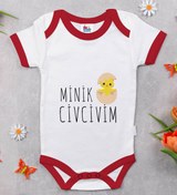 Resim Bitmeyen Kartuş Bk Kids Minik Civcivim Tasarımlı Kırmızı Bebek Body Zıbın-1 