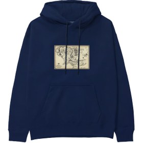 Resim Yüzüklerin Efendisi Orta Dünya Haritası - Lord Of The Rings Hoodie - Lacivert / 2XL 