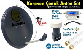Resim Antenci 40 CM Next Çiftli LNB + Karavan Çanak Anten Seti + Digital Uydu Bulucu 