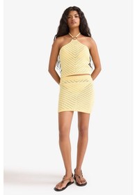 Resim Defacto Slim Fit Dar Kesim Kroşe Mini Etek G1199ax25hsyl183 Sarı 