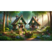 Resim Venspor Orman Evi Bahçe Manzarası 200x150cm Fon Duvar Örtüsü Arkaplan 