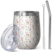 Resim 12oz Noel Desenli Seyahat Kahve Kupası, Kapaklı, Yeniden Kullanılabilir, Kadın Ve Erkek Hediyesi Noel Geyik Yemişi 