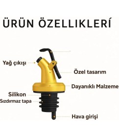 Resim Rembox 4 Lü Gold Akıllı Yağdanlık Sosluktıpası – Damlatmaz, Şık ve Dayanıklı Tasarım 