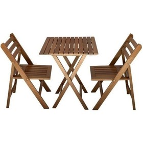Resim Albatros Ada Ahşap Bahçe Balkon Seti: 60x60 Masa+2 Sandalye 