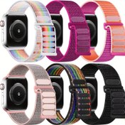 Resim 6-Pack Ayarlanabilir Naylon Spor Loop Bantları for apple Watch SE2, Seri 10, 9, 8, 7, 6, 5, 4, 3, 2, 1 ile Uyumlu - Esnek Değiştirme Bileklikleri, Batarya Gerekmez 