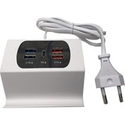 Resim Çoklu usb hızlı şarj adaptörü 4 port usb hızlı şarj +Type C standlı çoklu usb hızlı şarj adaptörü 4 port usb hızlı şarj +Type C stantlı