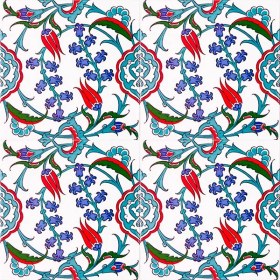 Resim Armada Çini 20x20 Cm Ac 5 İznik Dönence Çiçek Desenli Çini Karo 