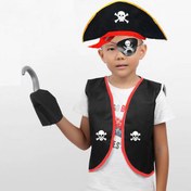 Resim Korsan Yelek + Şapka + Kanca + Maske Çocuk Boy 4-6 Yaş 