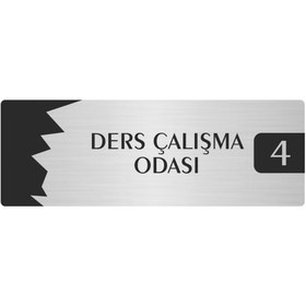 Resim Özarslan Dizayn Metal Departman Kapı İsimliği, Yönlendirme levhası Ders Çalışma Odası (4) 7X20 Cm Gümüş Renk 
