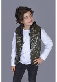 Resim Toontoy Kids Toontoy Erkek Çocuk Kapşonlu Parlak Yelek Haki 