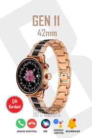 Resim Byrist Watch Diamond Series Gen 11 42mm Kadın/erkek + Metal Ve Silikon Çift Kordon Fossil Model Akıllı Saat 