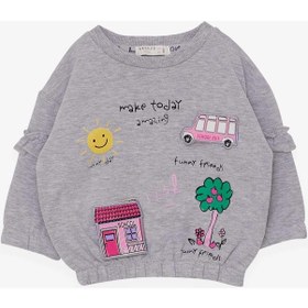 Resim Breeze Kız Çocuk Sweatshirt Okul Temalı 1-4 Yaş, Gri Melanj-gri Melanj Gri Melanj 