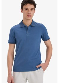 Resim DeFacto Slim Fit Dar Kesim Polo Yaka Kısa Kollu Dokulu Basic Düz Tişört T5259AZ25SMIN233 