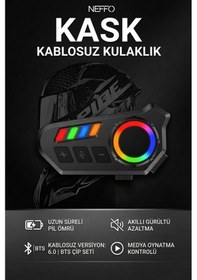 Resim Intercom K06 Motosiklet Kask Kulaklık Bluetooth 5.4 Kablosuz Motor Kulaklık Stereo Müzik Çalar 
