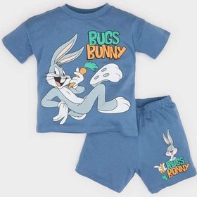 Resim DeFacto Erkek Bebek Looney Tunes 2'li Takım Kısa Kollu Tişört Şort E7693A525SMBE364 Mavi 