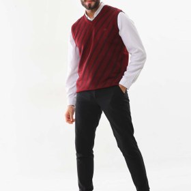 Resim Pelikan Erkek Çizgili V Yaka Süveter 9625 Kiremit 