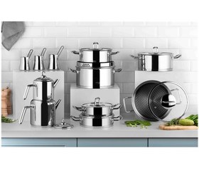 Resim Aryıldız Vento Prestige 20 Parça İdeal Çeyiz Tencere Set AR208663 Gümüş 