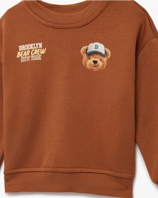 Resim Koton Uzun Kollu Bisiklet Yaka Ayıcık Baskılı Sweatshirt Kahverengi 6smb10111tk Kahve 