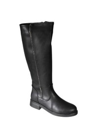 Resim Yazkış Kadın Siyah Cilt 38cm Bilek Boyu Yanı Taşlı Düz Taban Çizme Siyah 