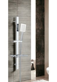 Resim T-may Sart Kare Borulu Hareketli Sürgülü Duş Seti Üst Takımı Krom 