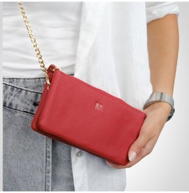 Resim Mft Leather Hakiki Deri Kadın Cüzdan Çanta Almeda 5463 Flother Mat Kırmızı 
