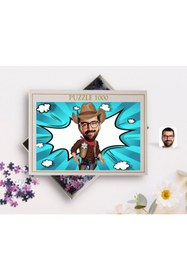 Resim Bk Gift Kişiye Özel Kovboy Karikatürlü 1000 Parça Profesyonel Puzzle-1 