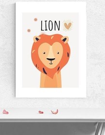 Resim Postermanya Aslan Yüreği Bebek Odası Poster, Afiş, Kreş Çocuk Odası Dekorasyon, Yenidoğan Hediye 