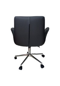 Resim Sekreter Sandalyesi Döküm Süngerli Siyah Suni Deri 