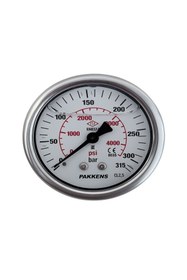 Resim Pakkens Ø63 mm Gliserinli Manometre, 0–315 bar / 0–4000 psi, Arka Pano, G1/4" B, CL 2.5 