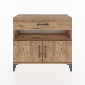 Resim Arges Şifonyer 2 Raflı Tek Çekmeceli 2 Kapaklı 88x30x80 - Çam / Çam 