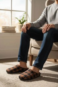 Resim Gezer Unısex Ekoseli Kaymaz Sessiz Yumuşak Taban Ev Terlik 