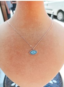 Resim Firuze Gümüş Aşkın Göz Modeli Nazar Boncuklu Gümüş Kolyef1600946 