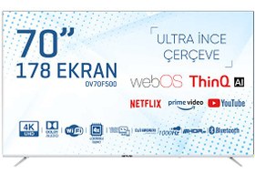 Resim Onvo OV70F500 70" 178 Ekran Uydu Alıcı 4K Ultra HD webOS Smart LED TV (Çerçevesiz) 
