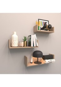 Resim Rafkestir Arena 3 Lü Duvar Raf Seti Cappicino 