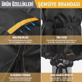 Resim Hype Store Bahçe Şemsiye Kılıfı, Parasol Konsol Şemsiyesi Brandası, Koruma Örtüsü, Su Geçirmez, Hava Koşullarına Dayanıklı Bahçe Gölgelik Güneşlik Örtüsü (190-30/50 Cm) Siyah 